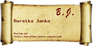 Beretka Janka névjegykártya